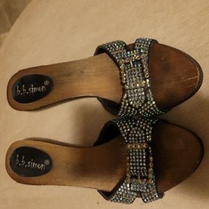 B.B. Simon Sapphire Swarovski crystals sandals